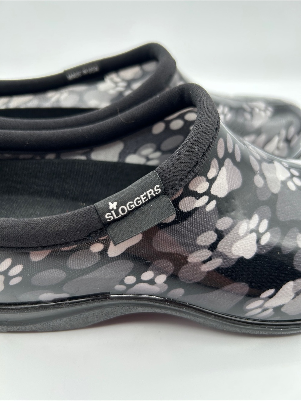 Sloggers Gray and Black Paw Print Sip On Garden Shoes - Picture 7 of 15